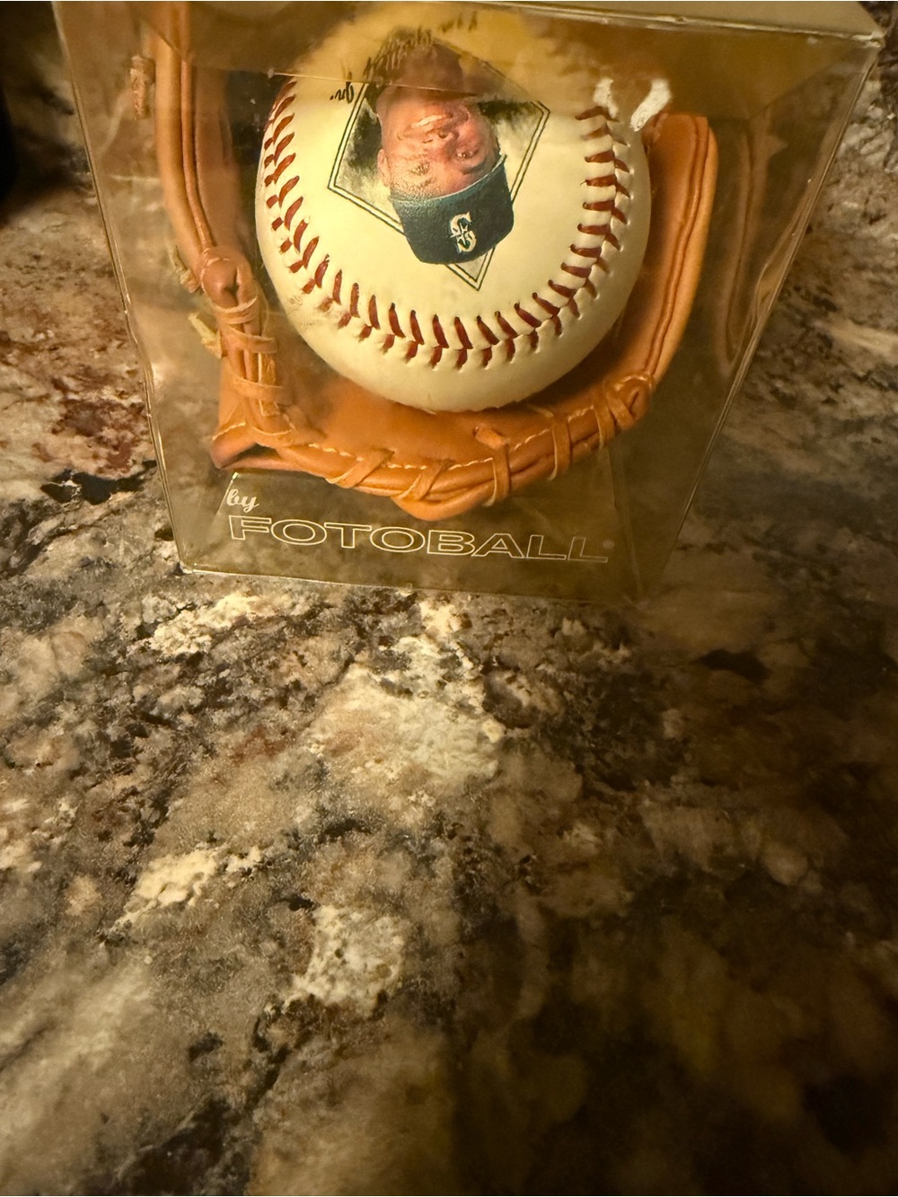 Ken Griffey Jr baseball with glove